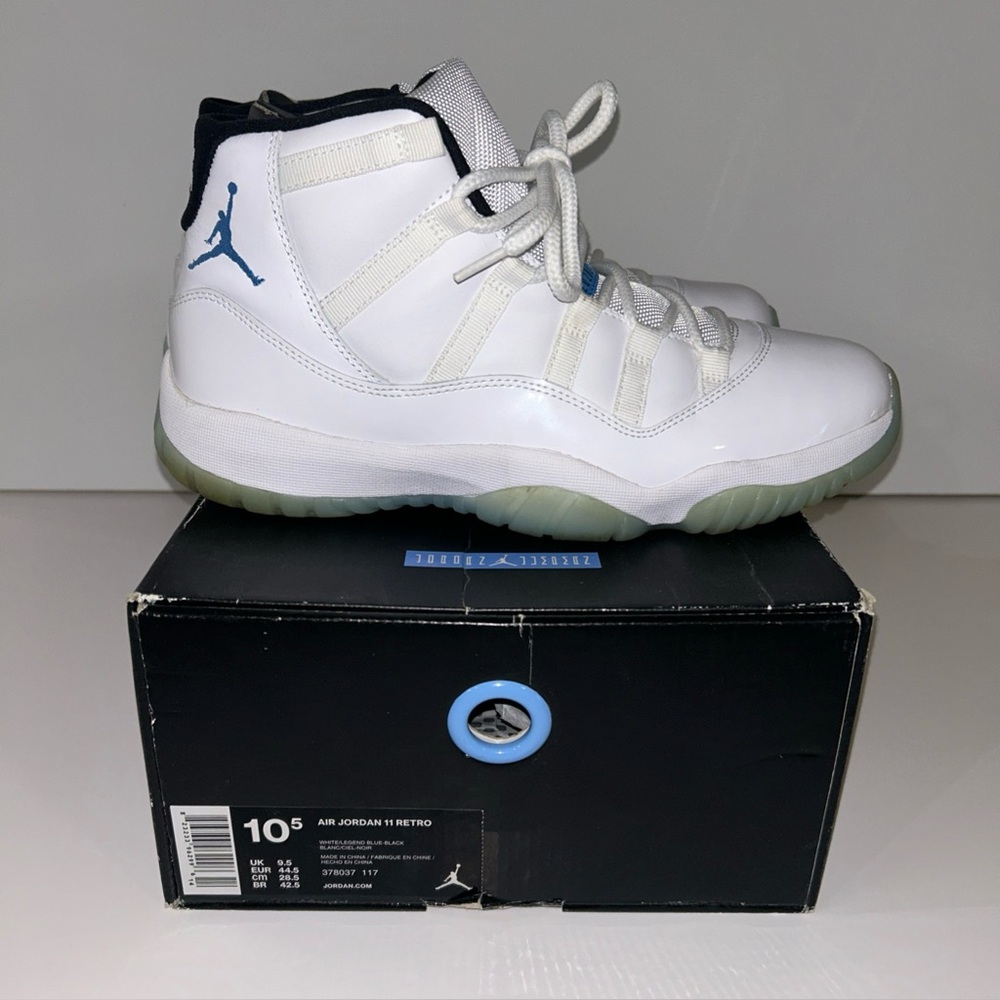 Nike Air Jordan 11 High Legend Blue Mens Size 10.5 Retro OG Sneakers 378037-117